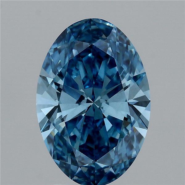 3.33 Carat Oval Lab Grown Diamond, Fancy Vivid Blue Color, VS1 Clarity