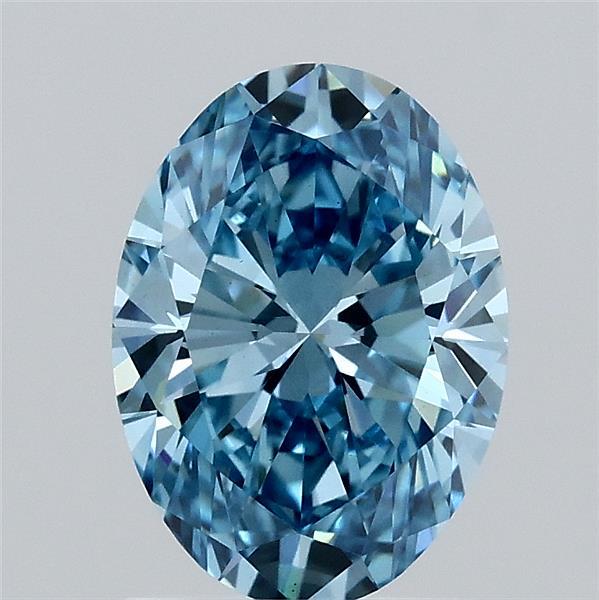 1.53 Carat Oval Lab Grown Diamond, Fancy Vivid Blue Color, VS1 Clarity