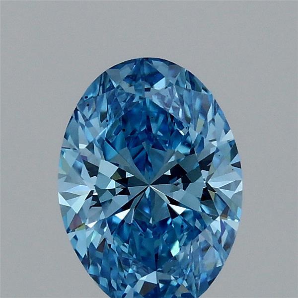 1.02 Carat Oval Lab Grown Diamond, Fancy Vivid Blue Color, VS2 Clarity