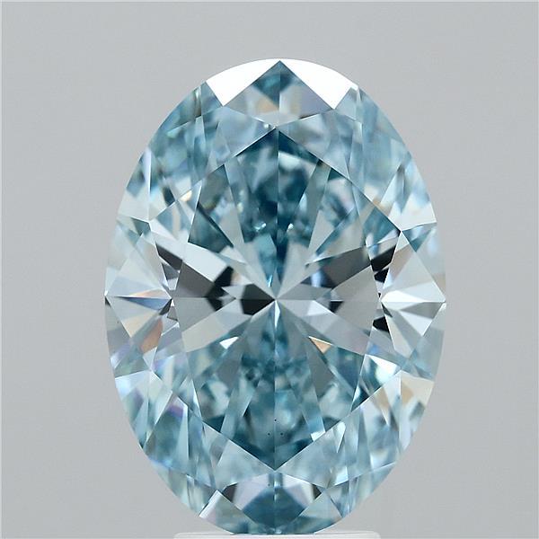 5.06 Carat Oval Lab Grown Diamond, Fancy Vivid Blue Color, VS1 Clarity