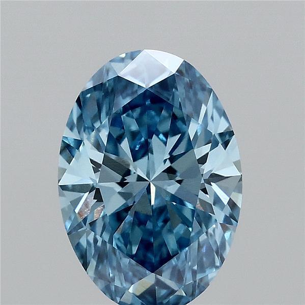 2.04 Carat Oval Lab Grown Diamond, Fancy Vivid Blue Color, VVS2 Clarity