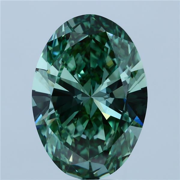 10.01 Carat Oval Lab Grown Diamond, Fancy Vivid Green Color, VS1 Clarity