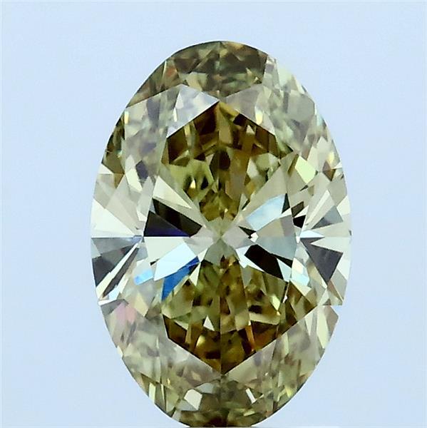 1.09 Carat Oval Lab Grown Diamond, Fancy Intense Yellowish Green Color, VS1 Clarity