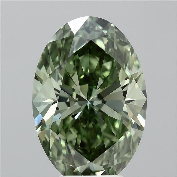 5.17 Carat Oval Lab Grown Diamond, Fancy Vivid Green Color, VS1 Clarity