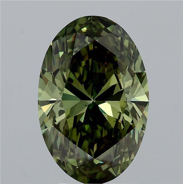 5.51 Carat Oval Lab Grown Diamond, Fancy Vivid Green Color, VS1 Clarity