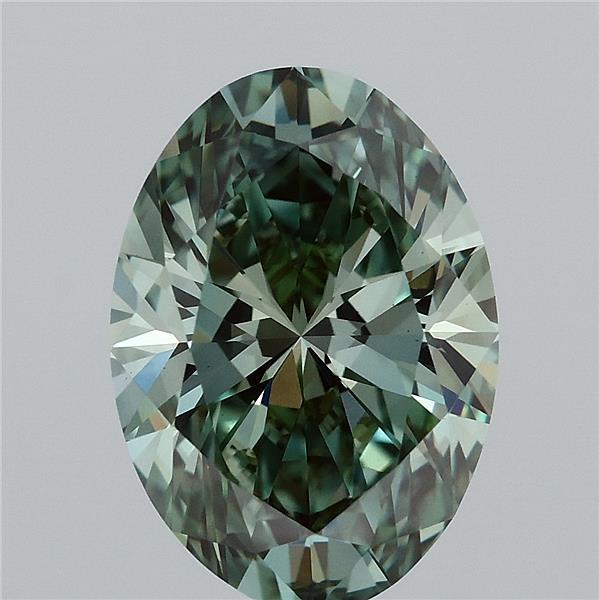 2.87 Carat Oval Lab Grown Diamond, Fancy Vivid Green Color, VS1 Clarity