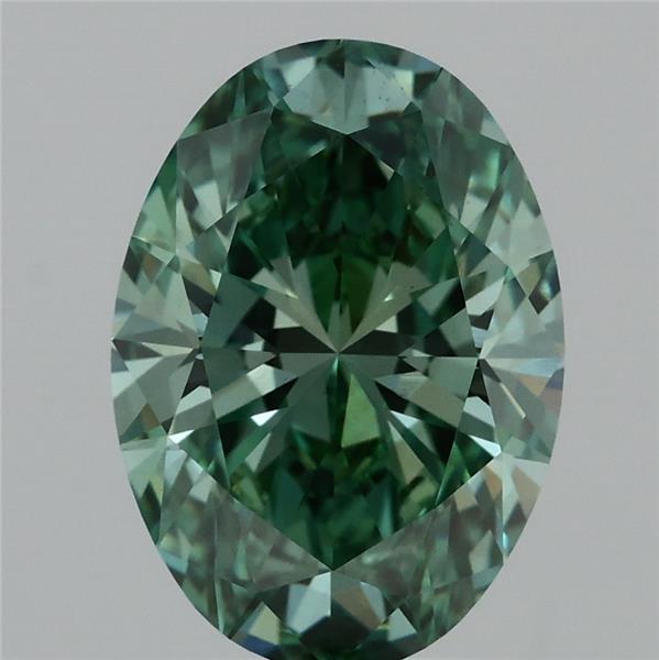 3.03 Carat Oval Lab Grown Diamond, Fancy Vivid Green Color, VS1 Clarity