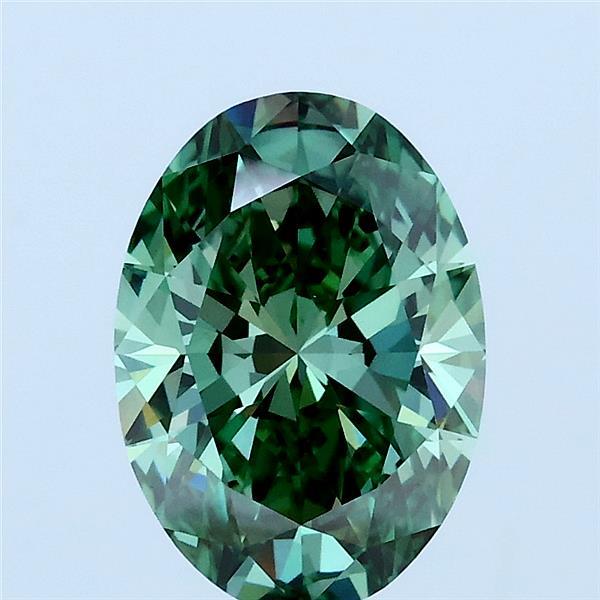1.90 Carat Oval Lab Grown Diamond, Fancy Vivid Green Color, VVS2 Clarity