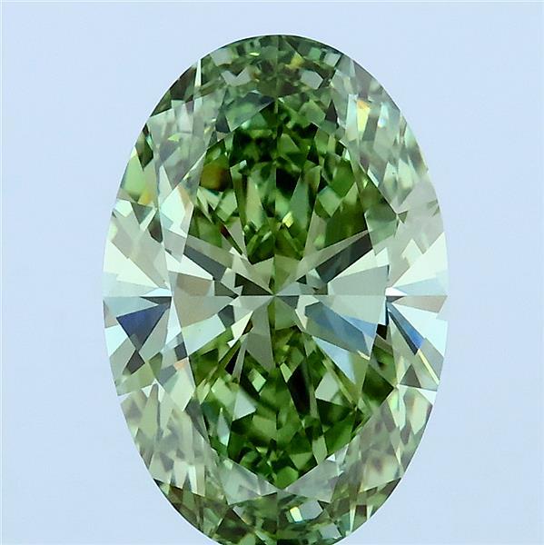 2.83 Carat Oval Lab Grown Diamond, Fancy Vivid Green Color, VS1 Clarity
