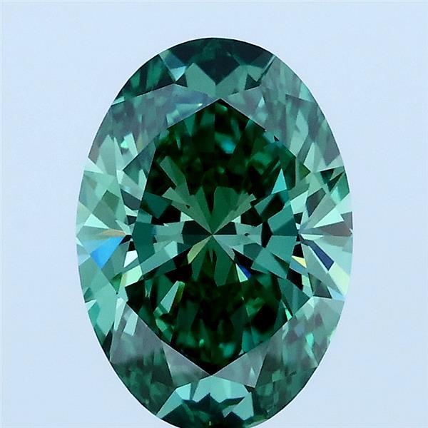 2.04 Carat Oval Lab Grown Diamond, Fancy Vivid Green Color, VVS2 Clarity