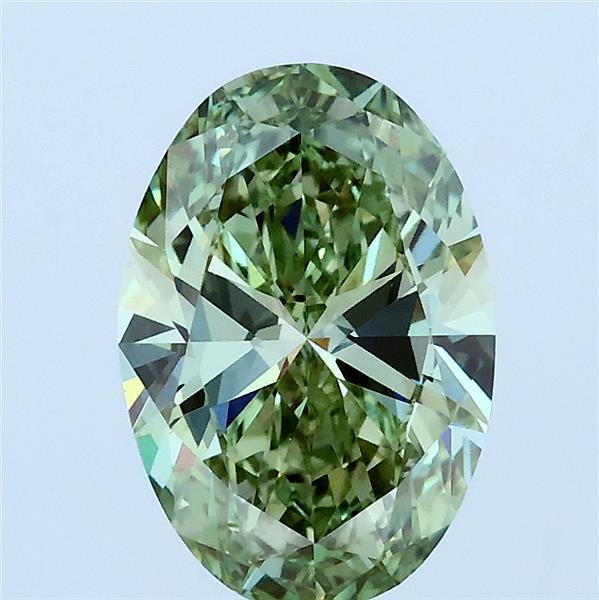2.00 Carat Oval Lab Grown Diamond, Fancy Vivid Green Color, VVS2 Clarity
