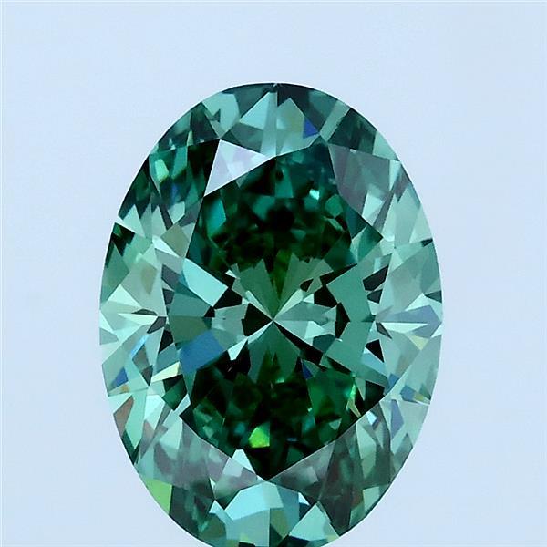 2.02 Carat Oval Lab Grown Diamond, Fancy Vivid Green Color, VS1 Clarity