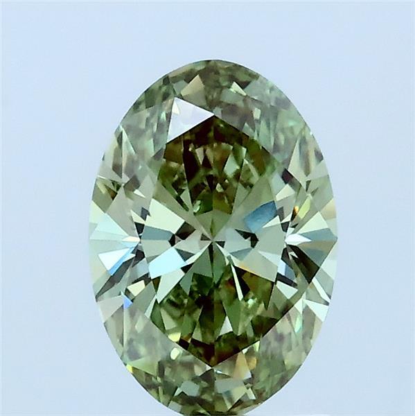 1.04 Carat Oval Lab Grown Diamond, Fancy Vivid Green Color, VVS2 Clarity