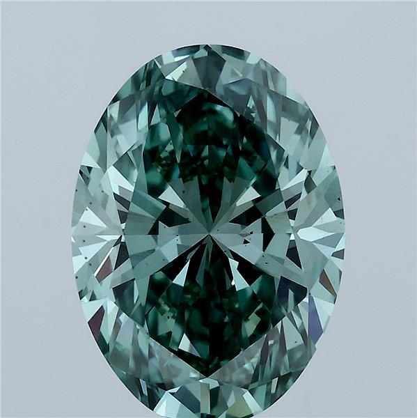 5.07 Carat Oval Lab Grown Diamond, Fancy Vivid Green Color, VS2 Clarity