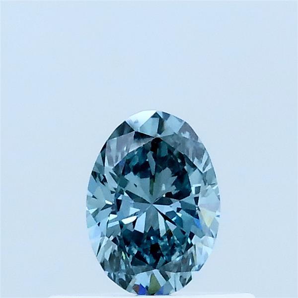 0.33 Carat Oval Lab Grown Diamond, Fancy Intense Blue Green Color, VVS2 Clarity