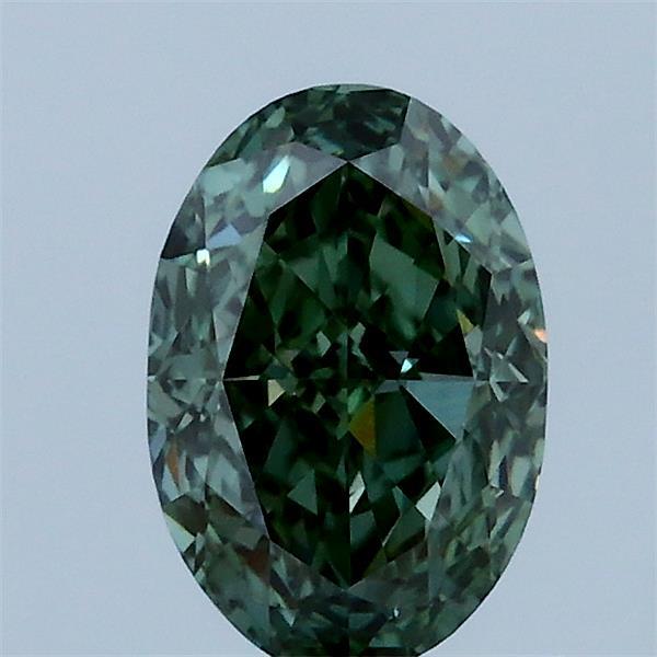 1.05 Carat Oval Lab Grown Diamond, Fancy Vivid Green Color, VS1 Clarity