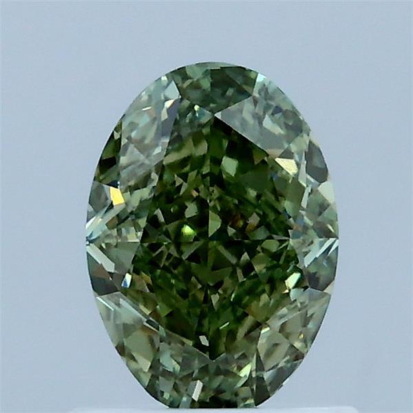 1.04 Carat Oval Lab Grown Diamond, Fancy Vivid Green Color, VS1 Clarity