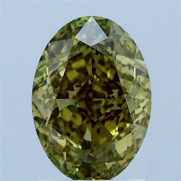 1.93 Carat Oval Lab Grown Diamond, Fancy Intense Yellowish Green Color, VS1 Clarity