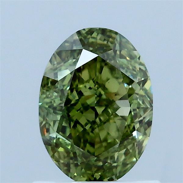1.10 Carat Oval Lab Grown Diamond, Fancy Vivid Green Color, VS1 Clarity