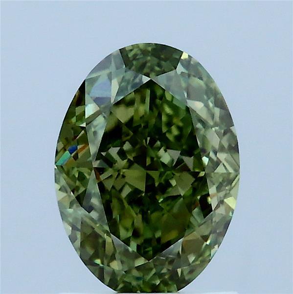 1.61 Carat Oval Lab Grown Diamond, Fancy Vivid Green Color, VS2 Clarity