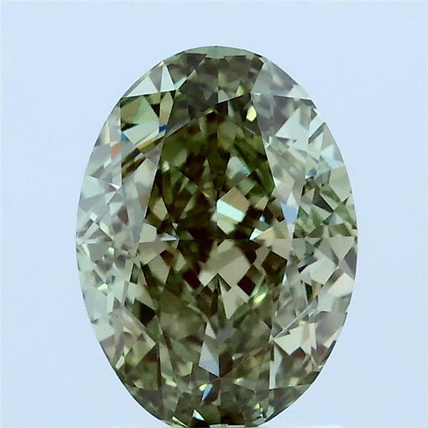 2.02 Carat Oval Lab Grown Diamond, Fancy Vivid Green Color, VVS2 Clarity