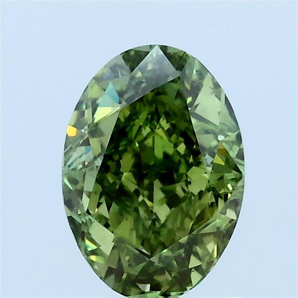 1.03 Carat Oval Lab Grown Diamond, Fancy Vivid Green Color, VS1 Clarity
