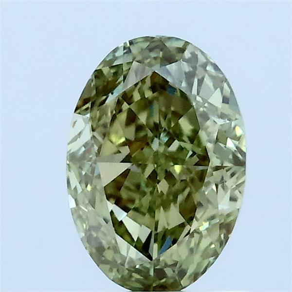 1.07 Carat Oval Lab Grown Diamond, Fancy Vivid Green Color, VVS2 Clarity