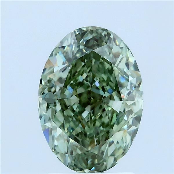 2.01 Carat Oval Lab Grown Diamond, Fancy Vivid Green Color, VS1 Clarity