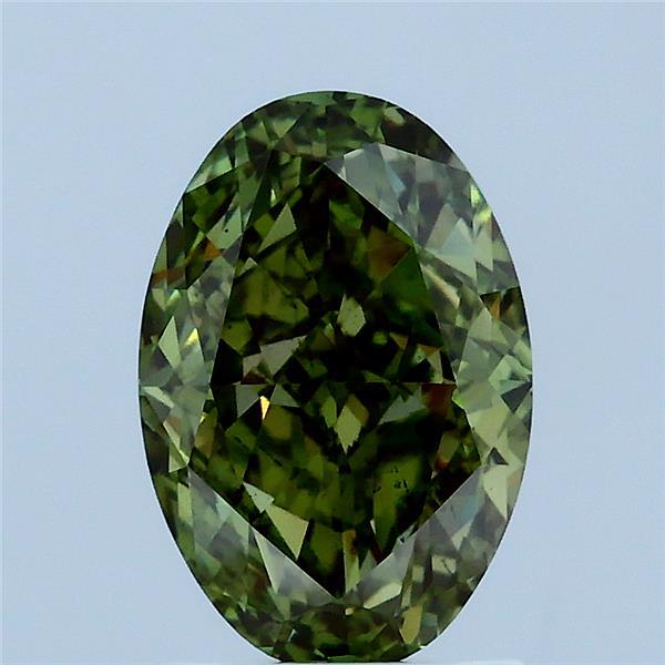 2.19 Carat Oval Lab Grown Diamond, Fancy Vivid Green Color, VS2 Clarity