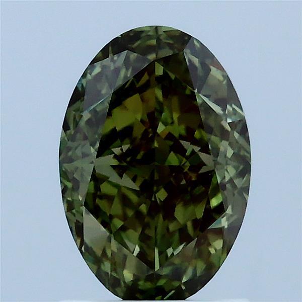 1.61 Carat Oval Lab Grown Diamond, Fancy Vivid Green Color, VS1 Clarity