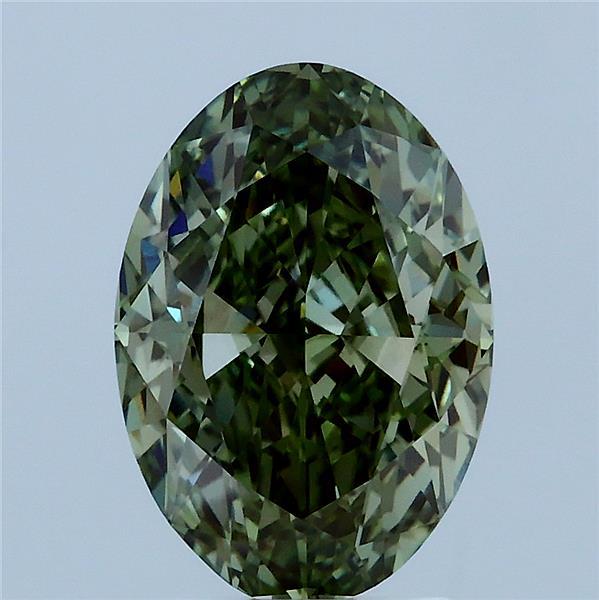 3.10 Carat Oval Lab Grown Diamond, Fancy Vivid Green Color, VVS2 Clarity