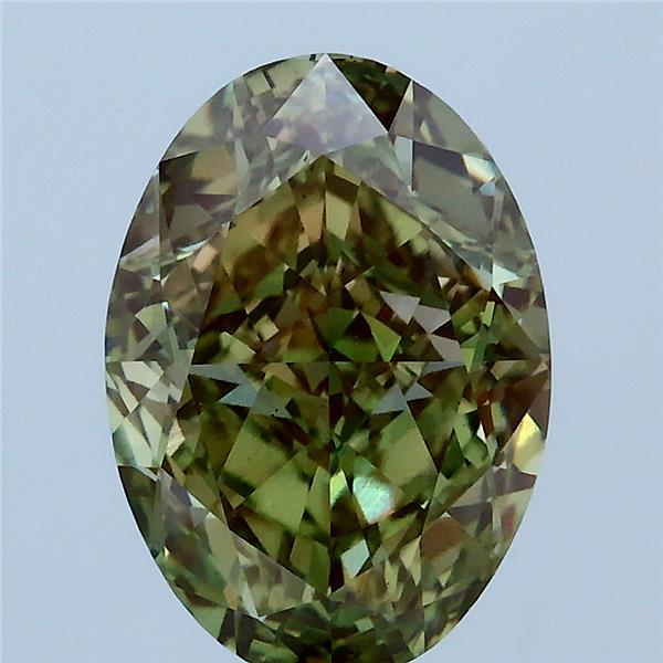 3.14 Carat Oval Lab Grown Diamond, Fancy Intense Green Color, VS1 Clarity