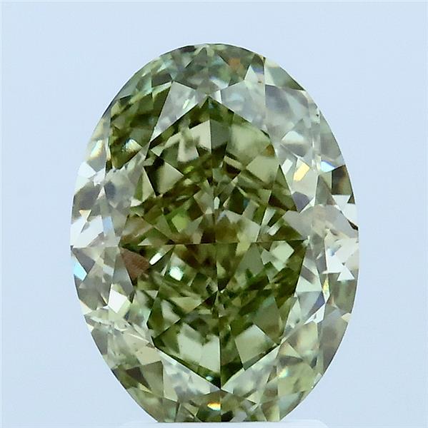 3.19 Carat Oval Lab Grown Diamond, Fancy Intense Green Color, VS1 Clarity