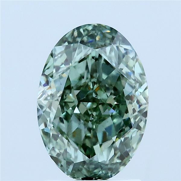 2.22 Carat Oval Lab Grown Diamond, Fancy Vivid Green Color, VS1 Clarity