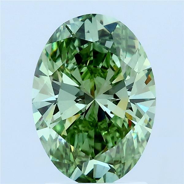 2.01 Carat Oval Lab Grown Diamond, Fancy Vivid Green Color, VS1 Clarity