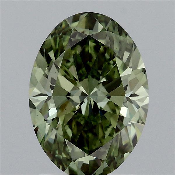 1.99 Carat Oval Lab Grown Diamond, Fancy Vivid Green Color, VS2 Clarity