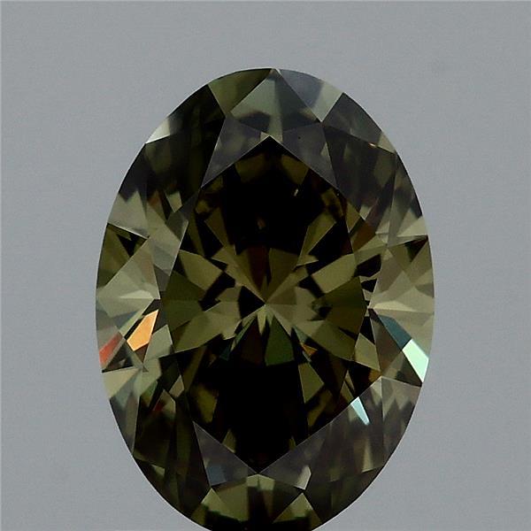 1.51 Carat Oval Lab Grown Diamond, Fancy Vivid Green Color, VVS2 Clarity