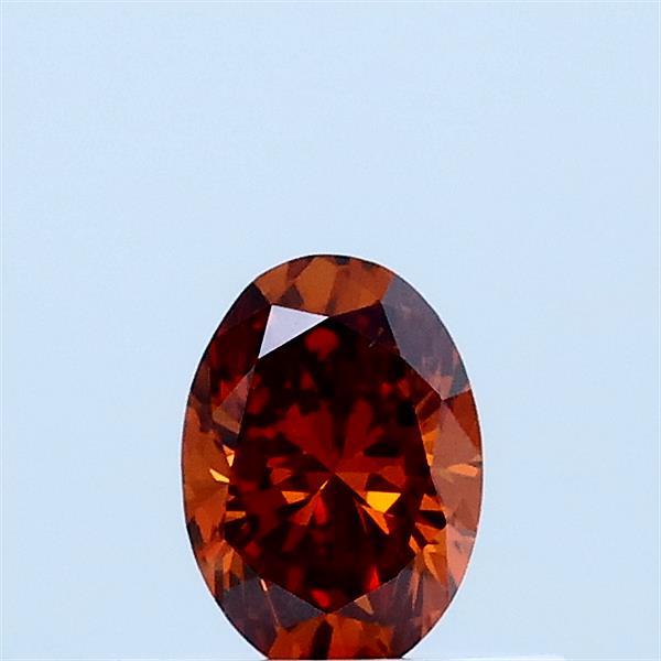 0.35 Carat Oval Lab Grown Diamond, Fancy Vivid Brownish Orange Color, VS1 Clarity