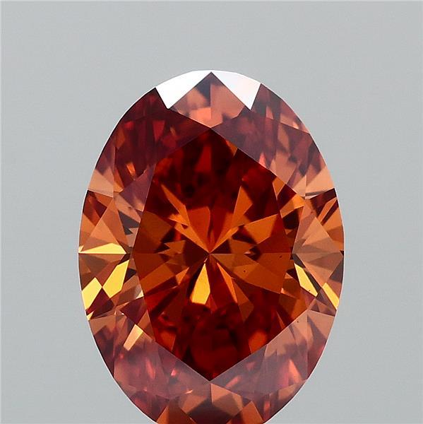 1.50 Carat Oval Lab Grown Diamond, Fancy Vivid Orange Color, VS1 Clarity