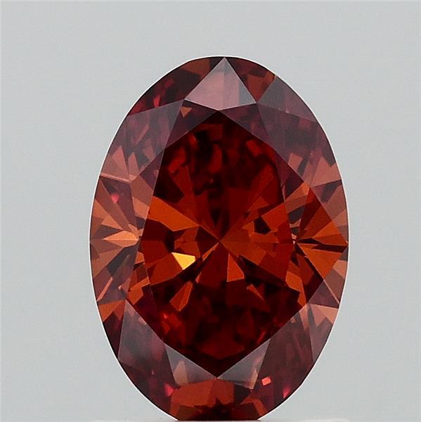 1.10 Carat Oval Lab Grown Diamond, Fancy Intense Brownish Orange Color, VVS2 Clarity