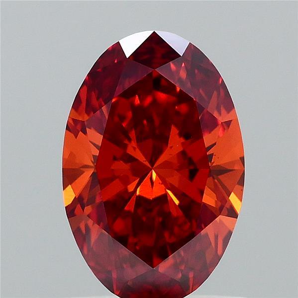 1.00 Carat Oval Lab Grown Diamond, Fancy Intense Brownish Orange Color, VS1 Clarity