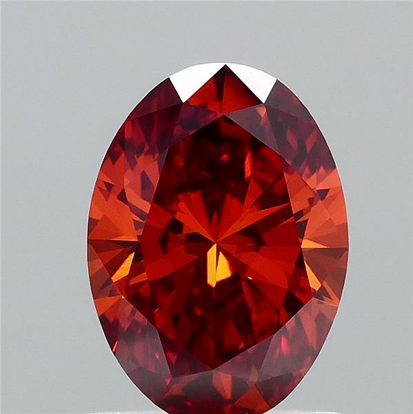1.00 Carat Oval Lab Grown Diamond, Fancy Vivid Orange Color, VVS2 Clarity