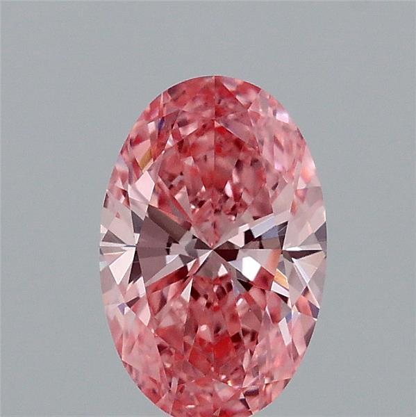 0.86 Carat Oval Lab Grown Diamond, Fancy Vivid Pink Color, VVS2 Clarity