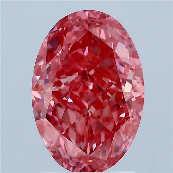 2.74 Carat Oval Lab Grown Diamond, Fancy Vivid Pink Color, VS1 Clarity