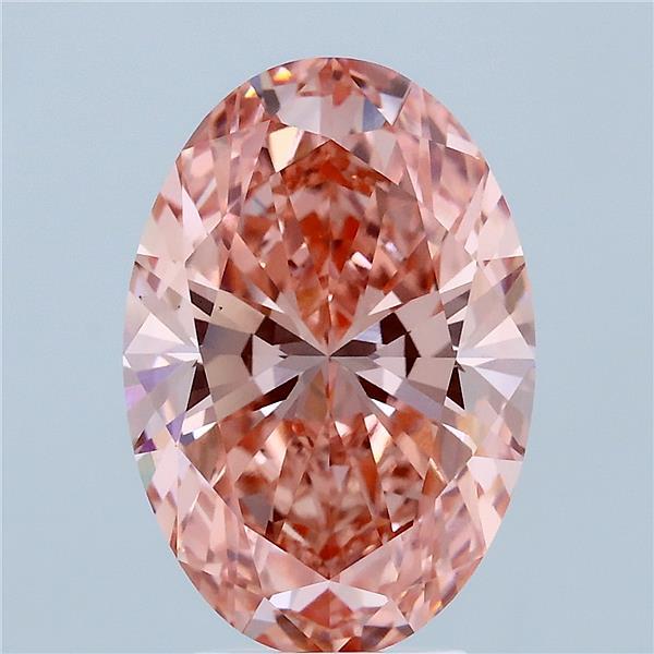 4.05 Carat Oval Lab Grown Diamond, Fancy Vivid Pink Color, VS1 Clarity