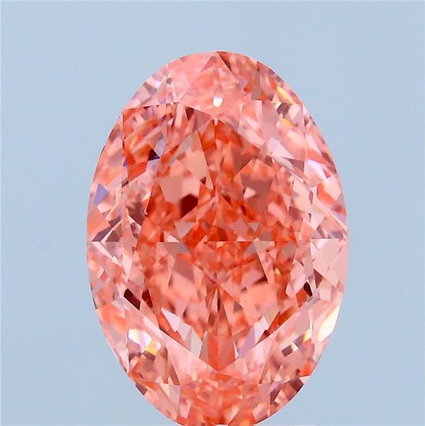 3.11 Carat Oval Lab Grown Diamond, Fancy Vivid Pink Color, VVS2 Clarity