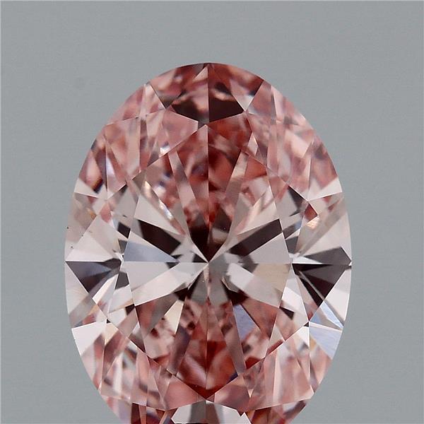 3.75 Carat Oval Lab Grown Diamond, Fancy Vivid Pink Color, VS1 Clarity