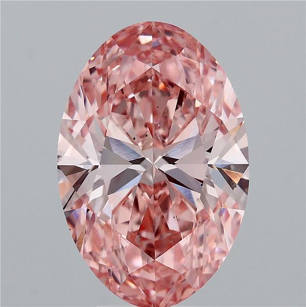 5.51 Carat Oval Lab Grown Diamond, Fancy Vivid Pink Color, VS2 Clarity