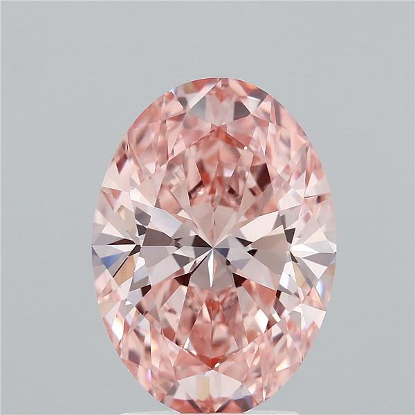2.83 Carat Oval Lab Grown Diamond, Fancy Vivid Pink Color, VVS2 Clarity
