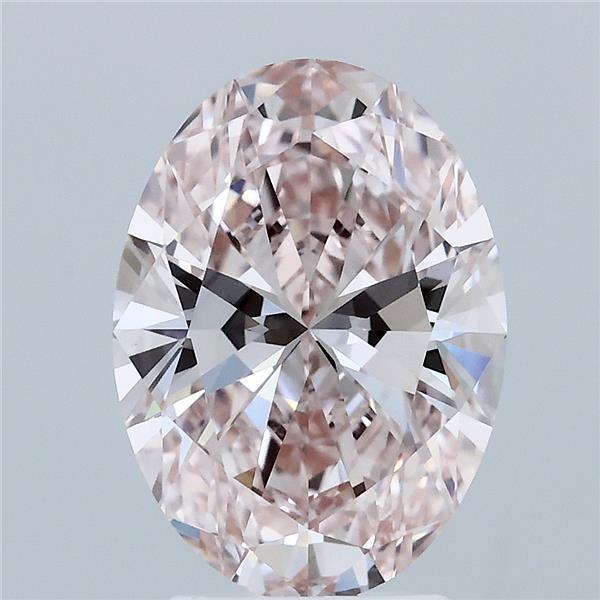3.00 Carat Oval Lab Grown Diamond, Fancy Intense Pink Color, VVS2 Clarity